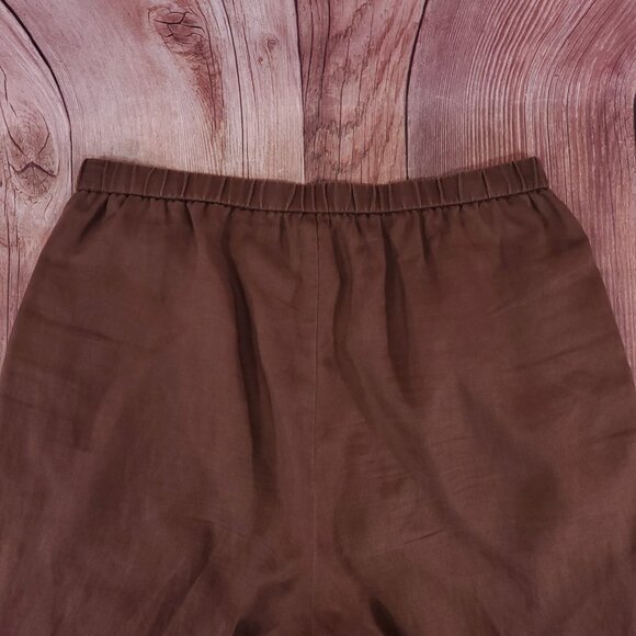 Eileen Fisher Womens Small 100% Organic Linen Wide Leg Pull On Pants Brown - Picture 6 of 12